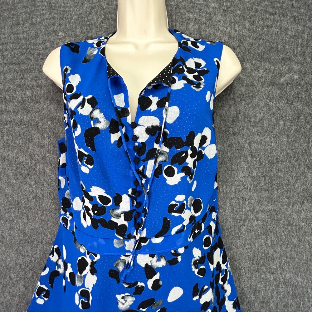 Cabi Blue Abatract Untamed Print W Polka Dot Lini… - image 2